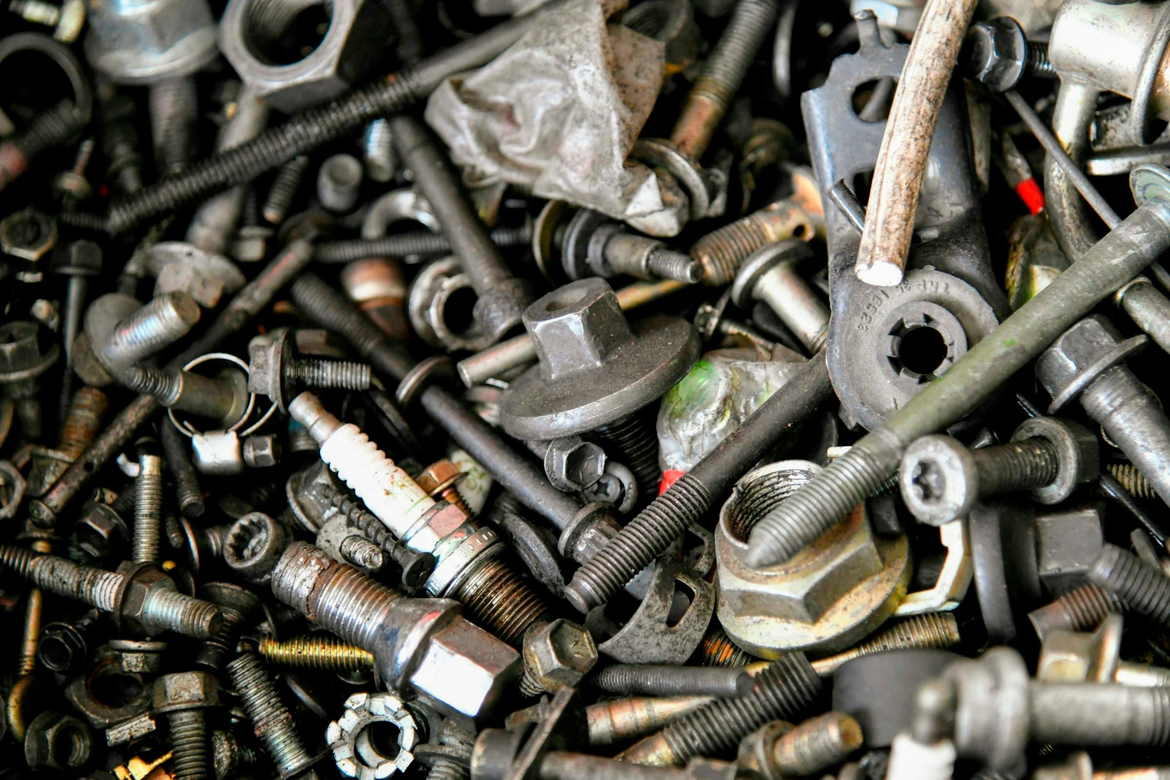 Workshop pile of fasteners